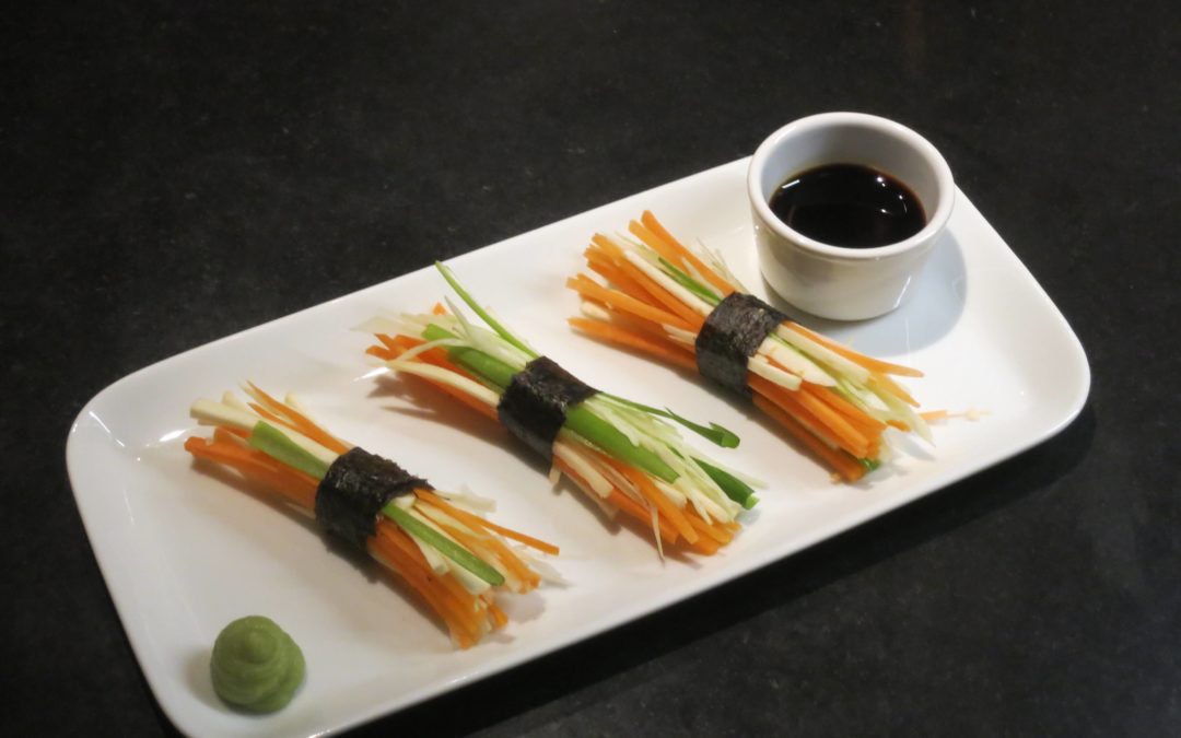 Grönsaker med nori, soja och wasabi
